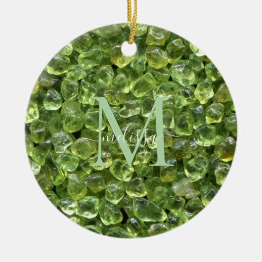 Peridot Birthstone Monogram Personalized Name セラミックオーナメント (正面)