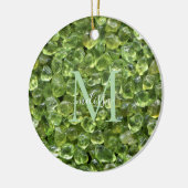 Peridot Birthstone Monogram Personalized Name セラミックオーナメント (左)