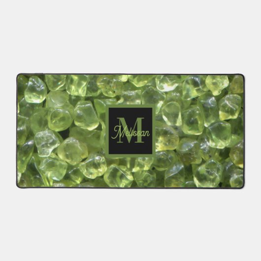Peridot Birthstone Monogram Personalized Name デスクマット (正面)