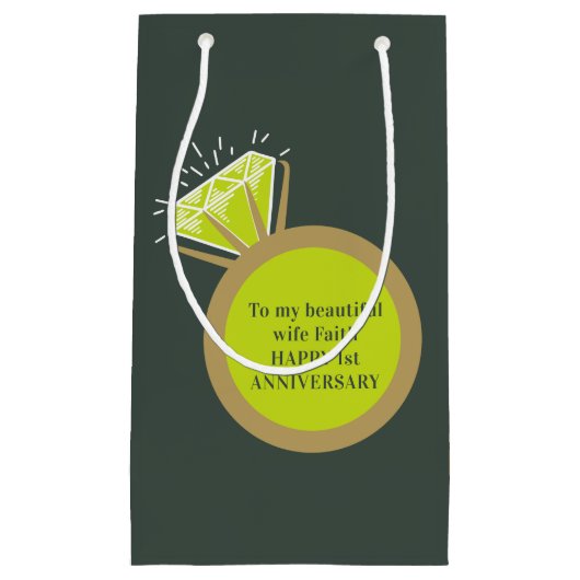 Peridot First結婚の1周年のお願い スモールペーパーバッグ (正面)