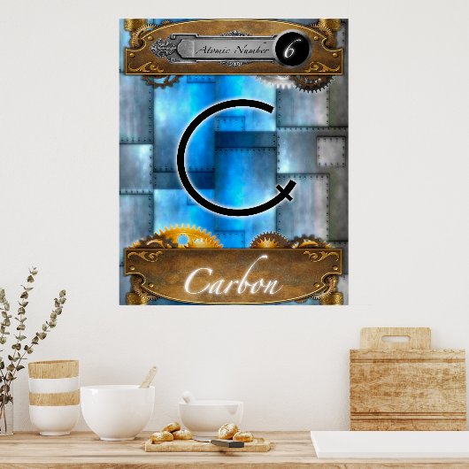 Periodic Carbon Element Atomic Number #6 Poster ポスター (キッチン)