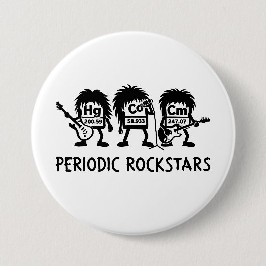 Periodic Rockstars Chemistry Humor 缶バッジ (正面)