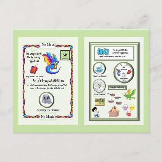 Periodic Table Dragon – アンチモンカード ポストカード (正面)