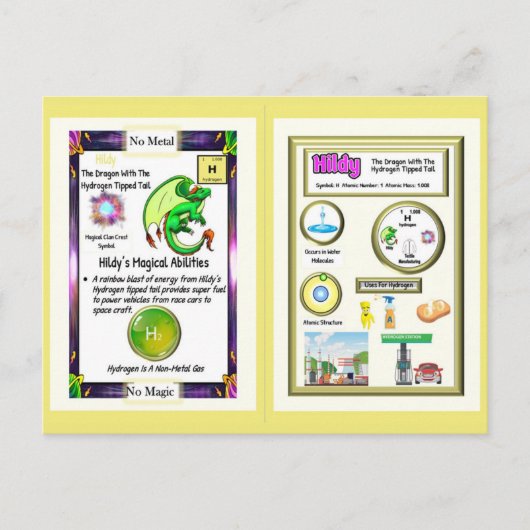 Periodic Table Dragon – 水素カード ポストカード (正面)
