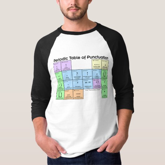 Periodic Table of Punctuation Baseball Shirt Tシャツ (正面)