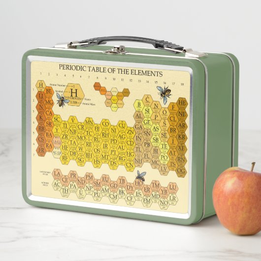Periodic Table Of The Elements Honeycomb With Bees メタルランチボックス (インサイチュ)