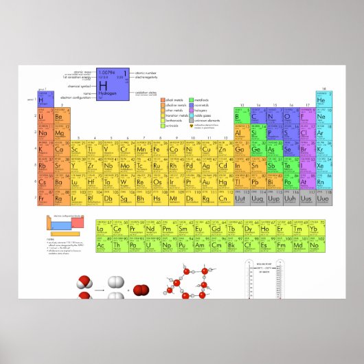Periodic Table of the Elements Scientific ポスター (正面)
