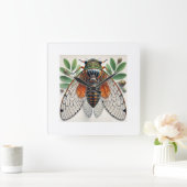 Periodical cicada 100924IREF226 - Watercolor スクエア壁時計 (ホーム)