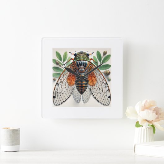 Periodical cicada 100924IREF226 - Watercolor スクエア壁時計 (ホーム)
