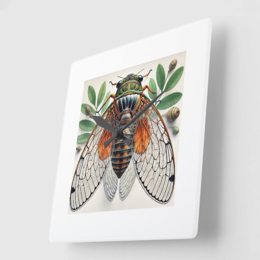 Periodical cicada 100924IREF226 - Watercolor スクエア壁時計 (傾斜)