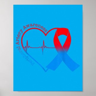Peripheral Artery Disease Heart Red Blue Ribbon ポスター