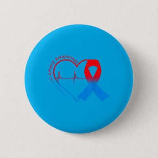 Peripheral Artery Disease Heart Red Blue Ribbon 缶バッジ
