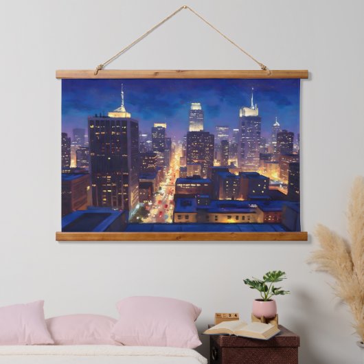 Peripheral Metropolis View 吊り下げ型タペストリー (寝室)