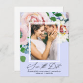 Periwinkleかわいらしフローラ写真の保存日付 インビテーションポストカード (正面/裏面)