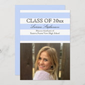 Periwinkleのストライプ写真卒業発表 招待状 (正面/裏面)