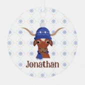 Periwinkleのロングホーンのスキーキャップとスカーフフォト メタルオーナメント