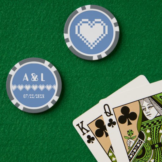 Periwinkleの8ビットハート ポーカーチップ (ポーカーテーブル (ダブル))