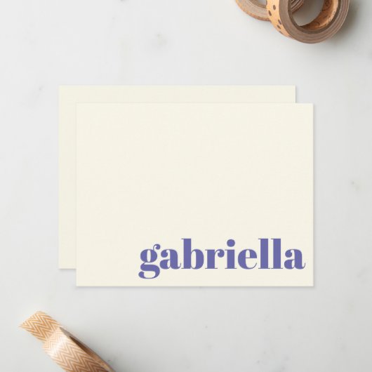 Periwinkleはっきりしたタイポグラフィパーソナライズされた名 ノートカード (正面/裏面インサイチュ)