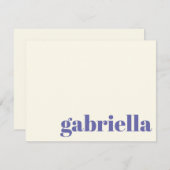 Periwinkleはっきりしたタイポグラフィパーソナライズされた名 ノートカード (正面/裏面)