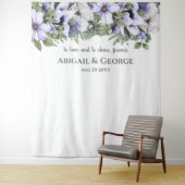 Periwinkleエレガントフローラフォトバック結婚ズ タペストリー (インサイチュ)