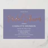 Periwinkleミニマリストスクリプトブライダルシャワー 箔招待状 (正面)