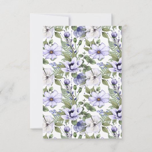 Periwinkleモダンホワイトフローラ結婚のQRコード 出欠カード (裏面)