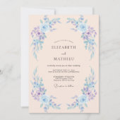 Periwinkle Airy Blossom Wedding 招待状 (正面)