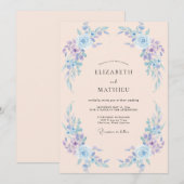 Periwinkle Airy Blossom Wedding 招待状 (正面/裏面)