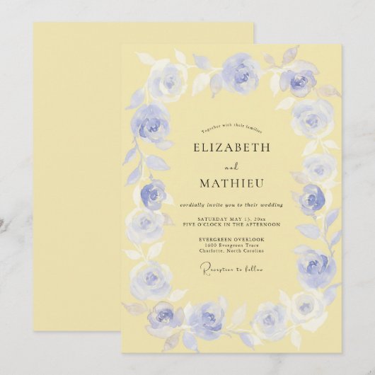 Periwinkle Blossom Meadow Wedding 招待状 (正面/裏面)