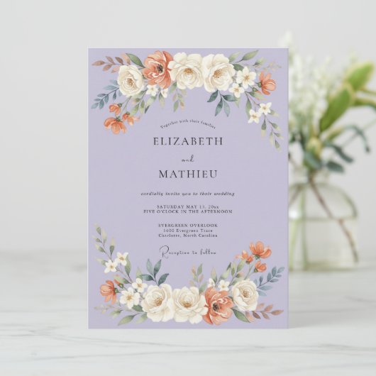 Periwinkle Blossom Romance Wedding 招待状 (スタンド正面)