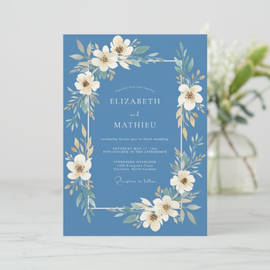 Periwinkle Blossom Romantic Wedding 招待状 (スタンド正面)