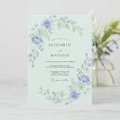 Periwinkle Blossom Watercolor Wedding 招待状 (スタンド正面)
