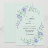 Periwinkle Blossom Watercolor Wedding 招待状 (正面/裏面)