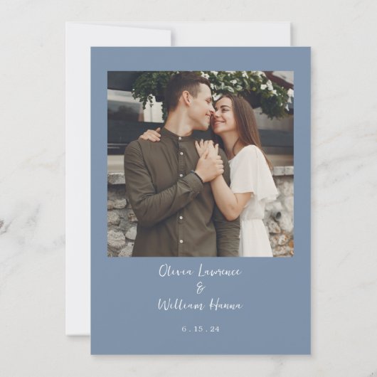 Periwinkle Blueの結婚写真招待状 招待状 (裏面)