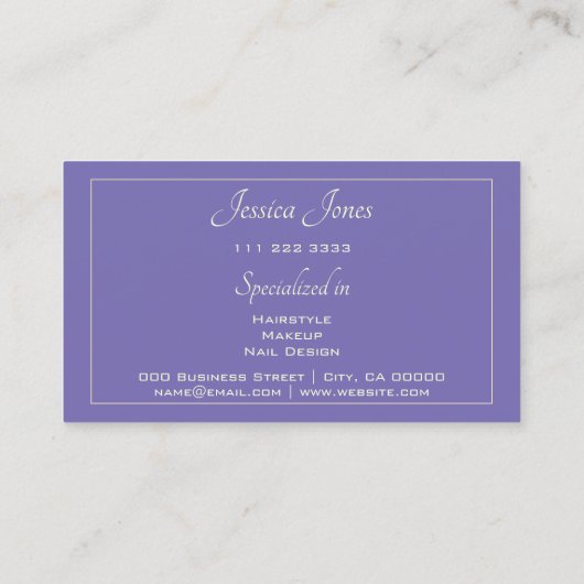 Periwinkle Blue金ゴールドフレエレガントームカスタムサービス 名刺 (裏面)