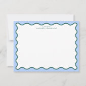 Periwinkle Blue & Deep Teal Wavy Note Card 招待状 (正面)