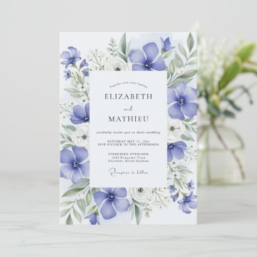 Periwinkle Blue Ethereal Spring Wedding 招待状 (スタンド正面)