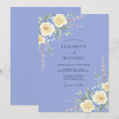 Periwinkle Blue Exquisite Floral Wedding 招待状 (正面/裏面)