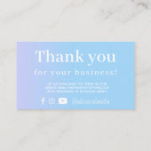 Periwinkle Blue Gradientありがとうございました名刺 エンクロージャーカード (裏面)