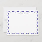 Periwinkle Blue Modern Wavy Border Note card 招待状 (正面)