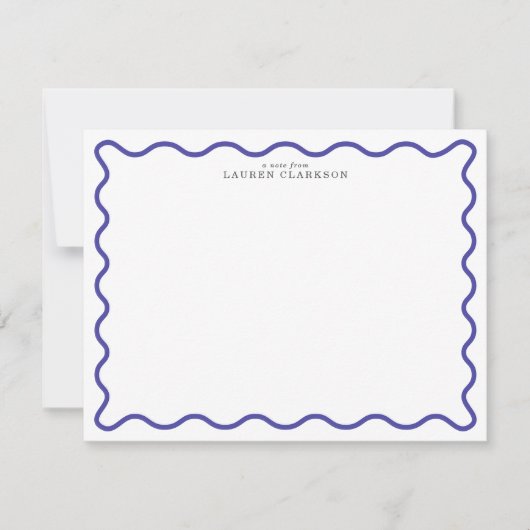 Periwinkle Blue Modern Wavy Border Note card 招待状 (正面)