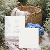 Periwinkle Blue Peony Wedding Square Save Date 招待状