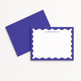 Periwinkle Blue Wavy Frame Note Card 招待状