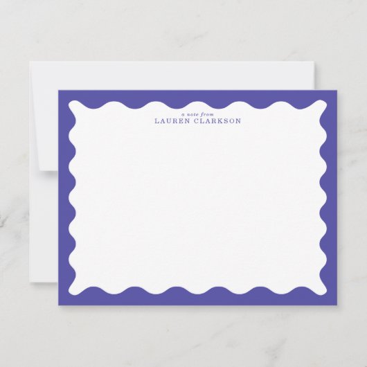 Periwinkle Blue Wavy Frame Note Card 招待状 (正面)