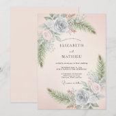 Periwinkle Blush Floral Whimsy Wedding 招待状 (正面/裏面)