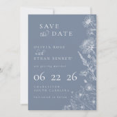 Periwinkle Botanical Minimal Wedding Save the Date (正面)