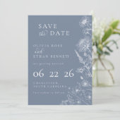 Periwinkle Botanical Minimal Wedding Save the Date (スタンド正面)