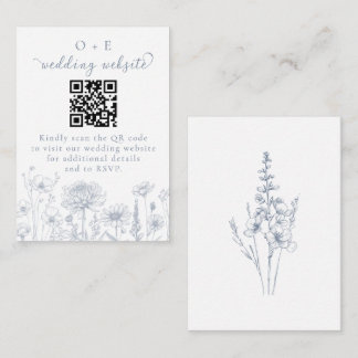 Periwinkle Botanical Wedding Website QR Code  エンクロージャーカード