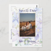 Periwinkle Clematisエレガント日付写真を保存 ポストカード (正面/裏面)