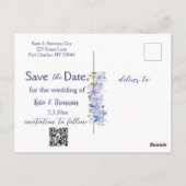 Periwinkle Clematisエレガント日付写真を保存 ポストカード (裏面)